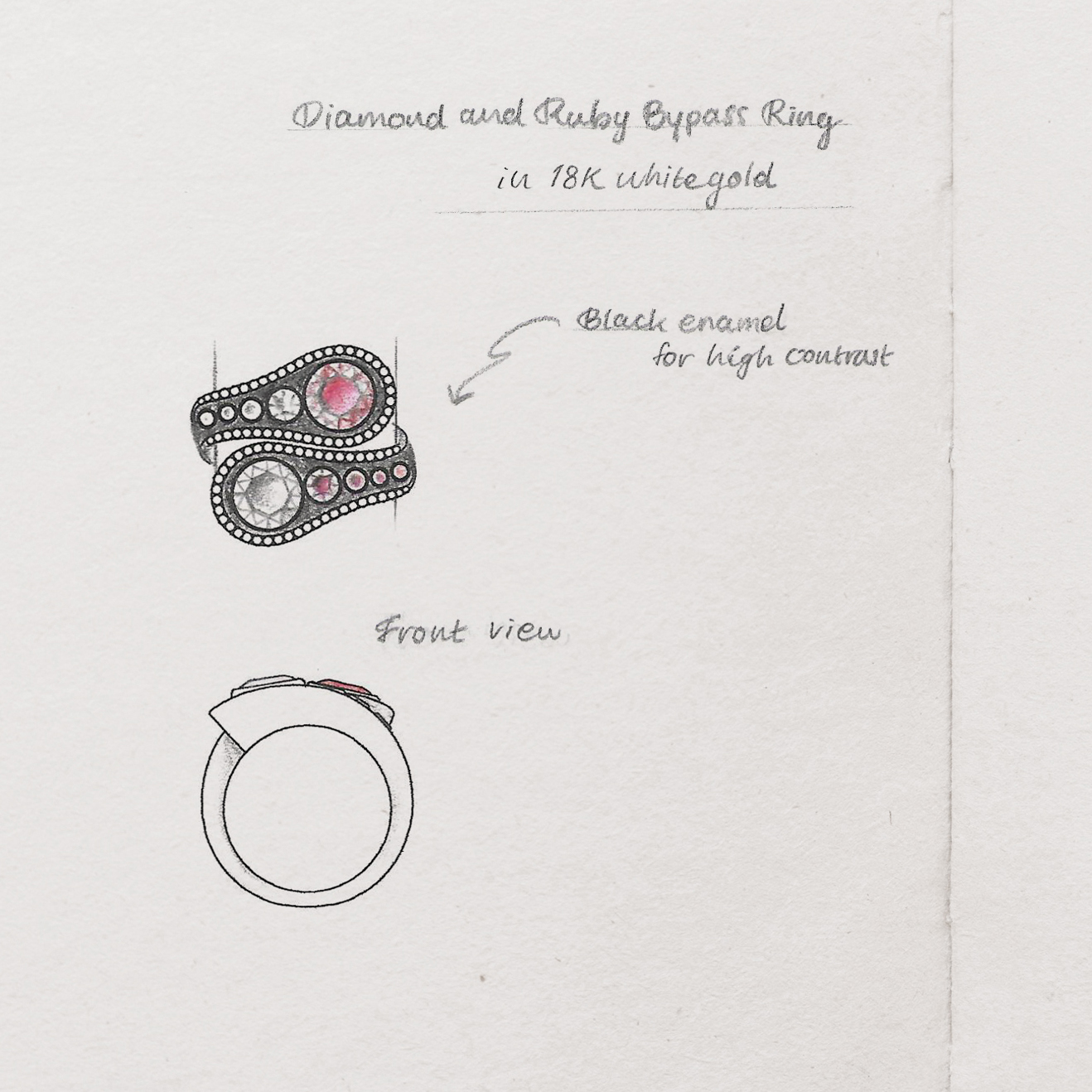 ruby diamond bypass ring sketch