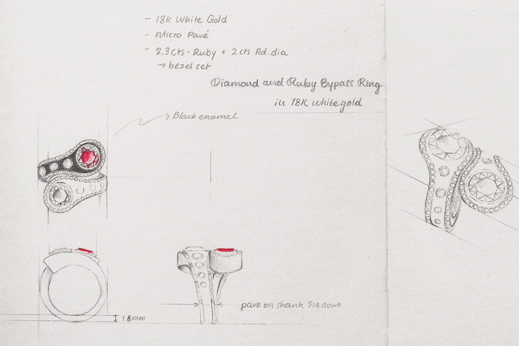 ruby diamond bypass ring